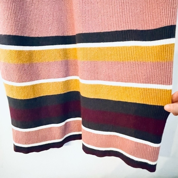 Anthropologie Parvati Midi Knit Sweater Dress Rose Pink Striped Large - Picture 9 of 14